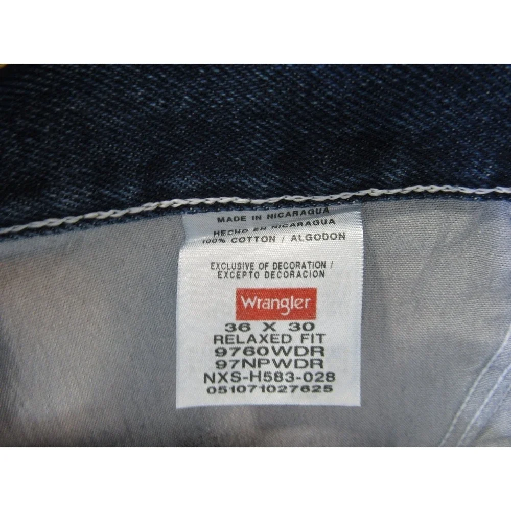Wrangler Men's Jeans Relaxed Fit Denim‎ 36x30 Blue Cotton